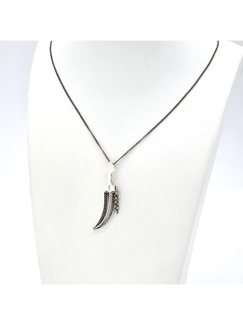 Saint Laurent Daga Knife Motif Pendant Necklace Chain 70 cm Jean Villa Arabesque - Picture 2 of 7